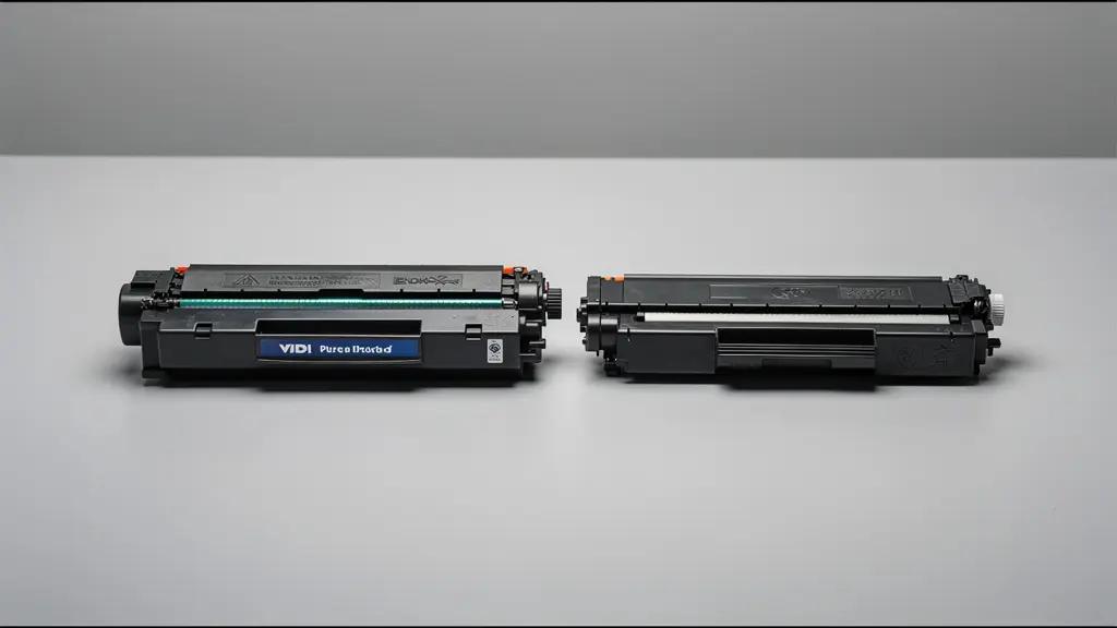 Cartouche encre et toner laser côte à côte sur bureau professionnel